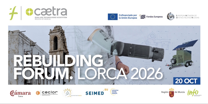 Lorca acogerá un foro europeo sobre tecnologías duales para enfrentar crisis y catástrofes el 20 de octubre.